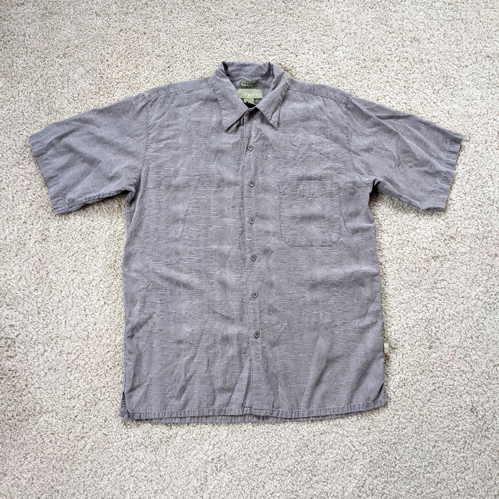 Cabana Hawaiian Button Up Shirt Men's Medium Taupe